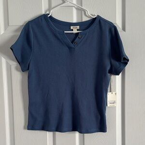 NWT a.n.a Deep Blue Ribbed Tee